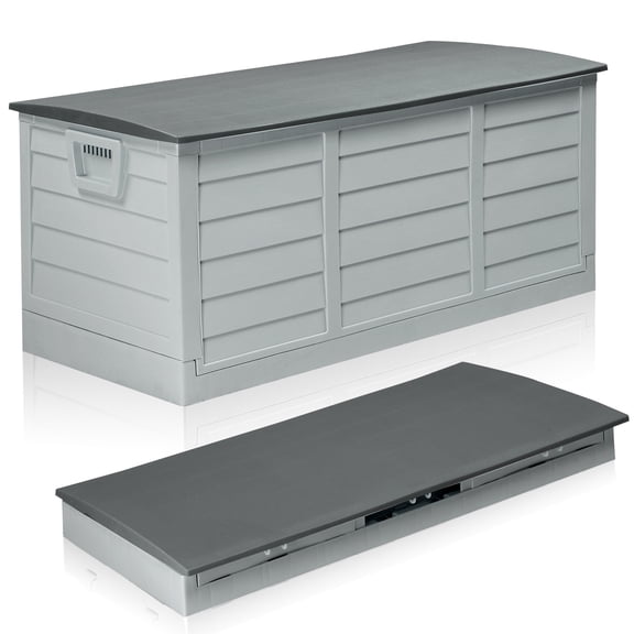 Ktaxon 75gal Deck Box for Patio Garden Storage - Gray