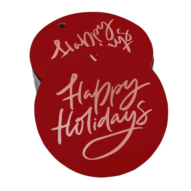 Inkdotpot Real Rose Gold Foil Happy Holiday Tags Favor Hang Paper Tags 100 Pieces