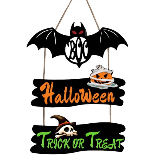 Halloween Wooden Hanging Bat Letter Sign Wall Door Hanging Ornament For Home Party Living Room Decoration