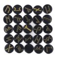 thumbnail image 2 of 25Pcs Meditation Stone Set, Glossy Appearance Widespread Use Positive Energy Spiritual Black Engraved Rune Stones Kit for Divination Meditation, 2 of 7