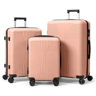 Ktaxon Ensemble de Bagages 3 Pcs, Ensemble de Valises avec Roues Pivotantes à 360°, Bagage Rigide Léger 20 Po 24 Po 28 Po, Rose
