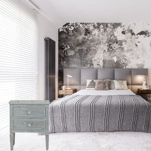 Wes Mirrored Nightstand, Mirrored Nightstand, Bedroom Nightstand, MDF Nightstand, Mirrored Bedside Table, Silver Nightstand, Two Drawer Nightstand, Living Room Side Table