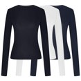 thumbnail image 4 of Birdeem T-Shirts à Manches Longues pour Femmes Mode Décontractée Col Rond Couleur Unie T-Shirt à Manches Longues Chandail Tops Manches 3/4 T-Shirts pour Femmes, 4 of 4
