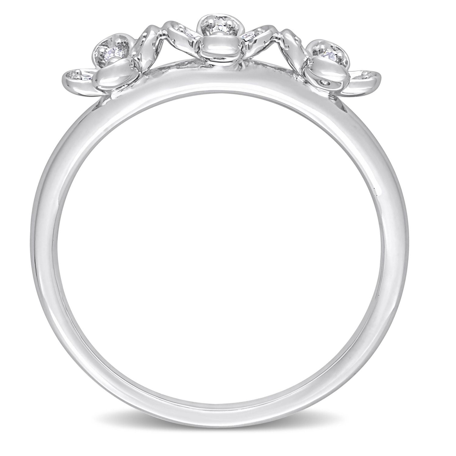 Bague de promesse triple fleur de Miabella avec accents de diamants en argent sterling