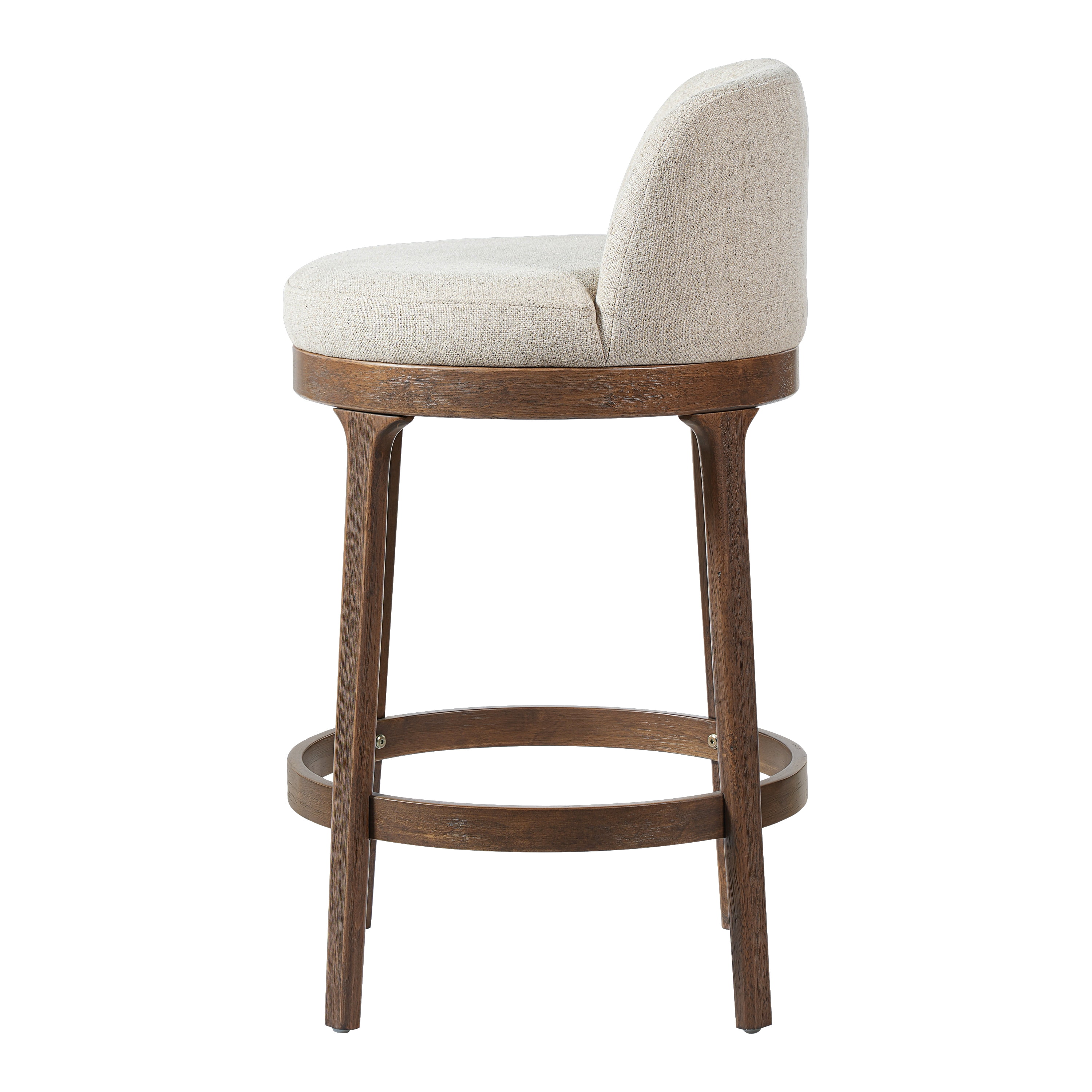 Noble House Chloe Counter Height Bar Stool Set of 2,Beige Upholstered Seat,Walnut + Beige