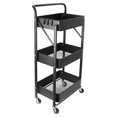 thumbnail image 1 of Pemberly Row 3-Tier Metal Storage Utility Rolling Cart with Foldable in Black, 1 of 14