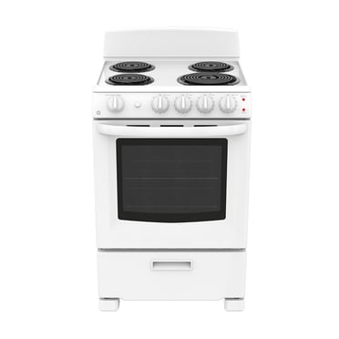 GE 24" Electric Free Standing Coil Range with Storage Drawer White - JCAS300DMWW