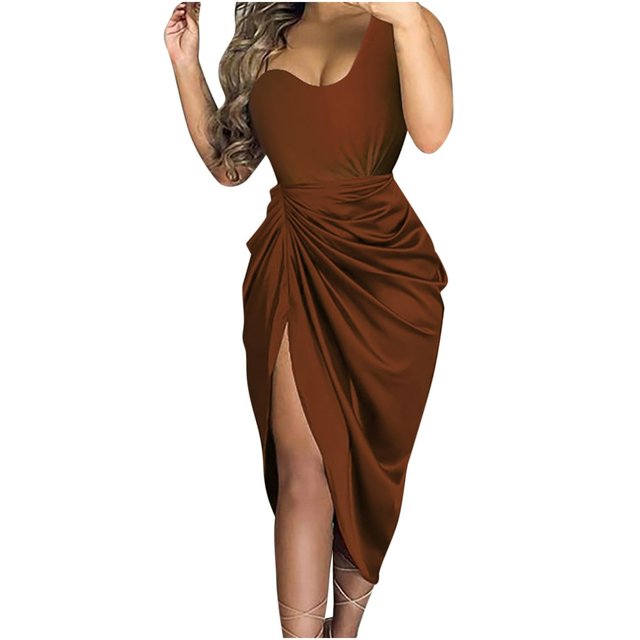 Robes d'Été pour Femmes Fendues Ajustées Sans Manches Asymétriques Robes de Bal de Promo Robes de Fête Robes de Retour à la Maison