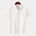 thumbnail image 3 of Besolor Mens Summer Short Sleeve Shirts Collared Button down Shirts Big and Tall Casual Solid Color Beach Shirts Tops, 3 of 6