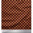 thumbnail image 1 of Soimoi Green Moss Georgette Fabric Diagonal Check Decor Fabric Printed Yard 42 Inch Wide, 1 of 5