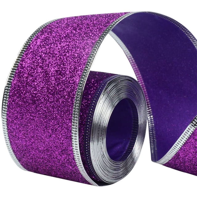 33Ft/10Meters Purple Glitter Christmas Ribbon Wreath Present Wedding Arts Crafts Gift Wrapping