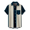 thumbnail image 2 of HKEJIAOI Chemises Habillées pour Hommes à Manches Courtes Chemise à Rayures Imprimées Décontractée Mode à Col à Revers à Manches Courtes Blouse, 2 of 4