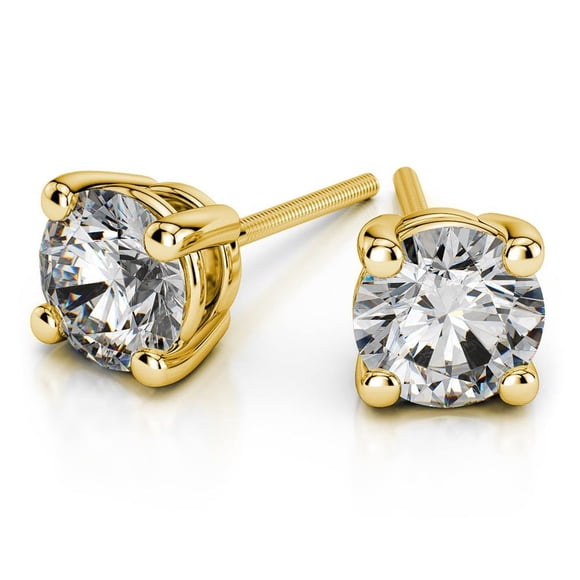 2.00 Carat D/VVS1 Round Brilliant Cut Lab Created Diamond Stud Earrings for her Screw Back Solid 18K Yellow Gold Beautiful Studs Earring