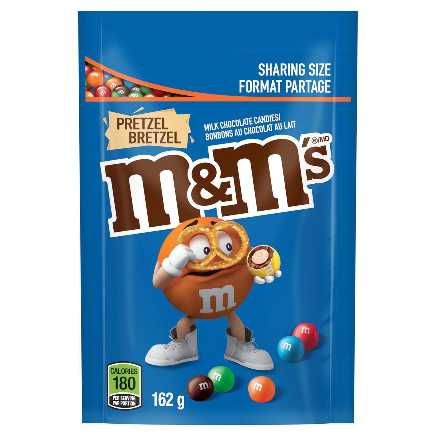 M&M's Pretzel Chocolate Candy, Chocolate Pieces, Take Home Size, 162g