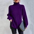 thumbnail image 4 of Yuyuzo Womens Winter Fall Sweater Solid Color Turtleneck Cable Knit Long Sleeve Sweaters Pullover Tops, 4 of 6