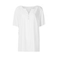 thumbnail image 4 of Jsaierl Womens Casual Notched V Neck Short Sleeve Shirts Summer Solid Color Work Tunics Simple Basic Bussiness Blouses, 4 of 5