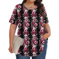 thumbnail image 2 of DDAPJ pyju Hauts Boho pour Femmes Grande Taille T-Shirts Graphiques Floraux Col Rond Manches Courtes Blouse d'Été Décontractée Tunique Coupe Ample Cache-Ventre Chemise Ventes du Jour Rouge TTG, 2 of 9