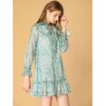 thumbnail image 4 of INSPIRE CHIC Robe Droite Décontractée Ample à Volants à Nouer au Cou à Motif Floral pour Femme, 4 of 6