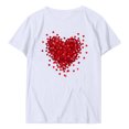 thumbnail image 5 of Chandails des Fêtes pour Couples Assortis Imprimé Cœur de la Saint-Valentin Léger Mince Décontracté Col Rond Manches Courtes T-Shirt Confortable Confortable Doux Mari Femme Tenue de Vacances Vêtements Blanc m, 5 of 5