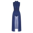 thumbnail image 4 of Aislor Robe de Danse Lyrique pour Femmes Justaucorps de Ballet et de Gymnastique Sans Manches Robes Fendues Tenue de Danse Bleu Marine TG, 4 of 7