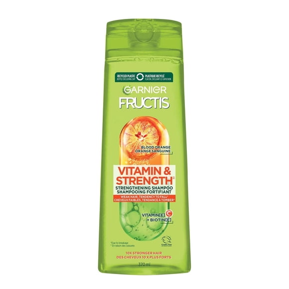 Garnier Fructis Vitamin & Strength Strengthening Shampoo for Weak Hair with Tendency to Fall, with Blood Orange, Vitamin C and Biotin