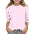 thumbnail image 2 of COM1950s Chemises pour Filles, Mode Enfant Couleur Unie Manches 3/4 Col Rond Hauts/chemise, 2 of 8