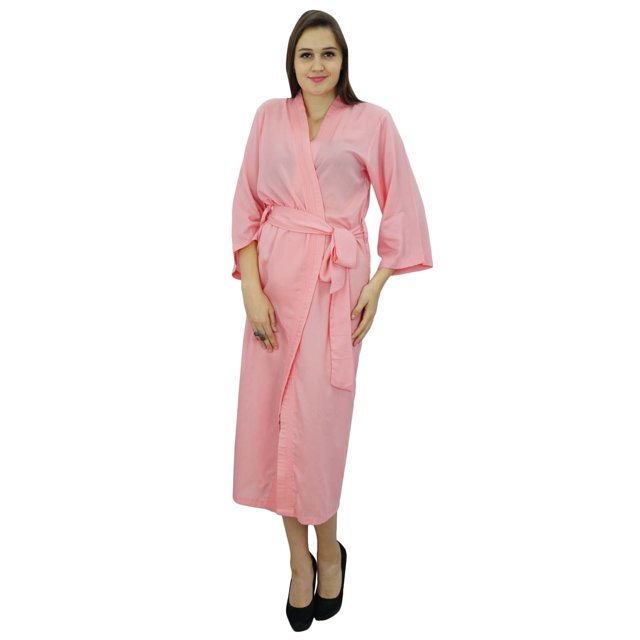 Bimba Women Long Solid Belt Robe Soft Modal Cotton Wrap Round Plain Bath Robe