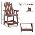 thumbnail image 3 of Costway 1 PCS Bar Stool HDPE Patio Chair with Armrest Footrest Home Indoor Outdoor Brown, 3 of 9