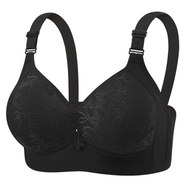 Bocqde Women's Plus Size Bra Embroidery Comfortable Breathable No Underwire Push Up Bra Full Coverage Soft Support Bralettes