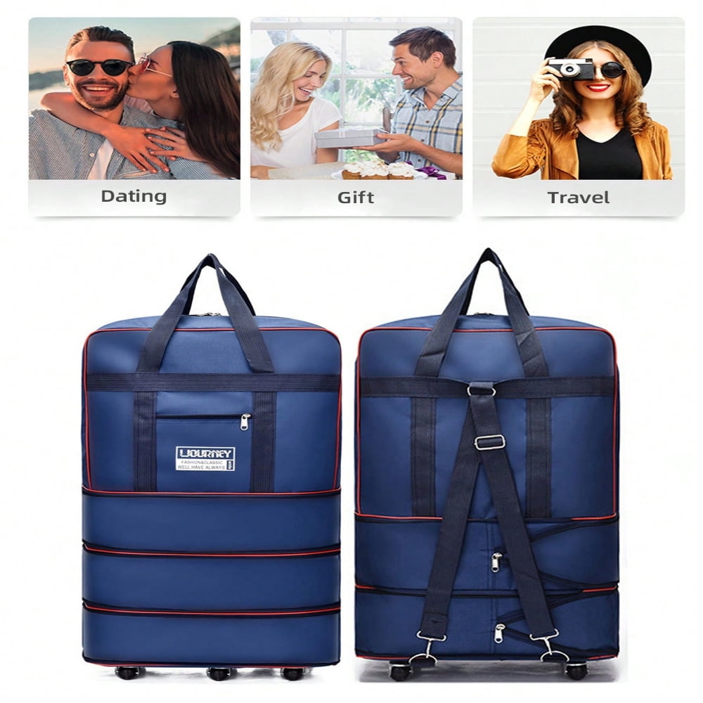SNNROO Sac de Voyage Pliable avec Roues Grand Sac de Rangement Sac à Dos pour Voyage d'Affaires avec Roues Sac de Voyage Grande Capacité avec Roues Bagage Cabine Extensible Portable m