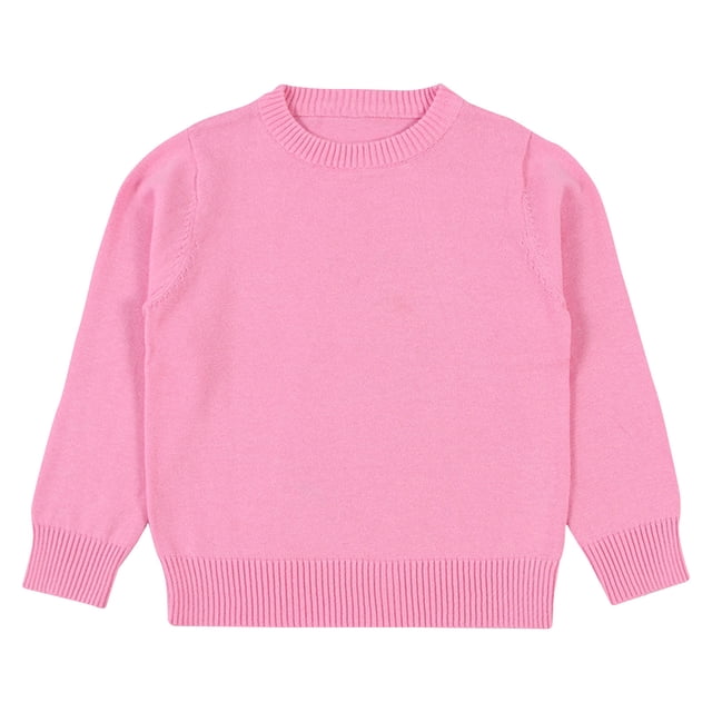 RXIRUCGD Boys And Girls Solid Color Sweater Pullover Knitted Sweater Candy Base Sweater( Pink, Size:3-4 Years )