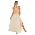 thumbnail image 3 of ranrann Robe de Danse Lyrique pour Femmes Col Halter Ourlet Froncé Robe Maxi Fluide à Blocs de Couleur pour Performance Nude m, 3 of 7