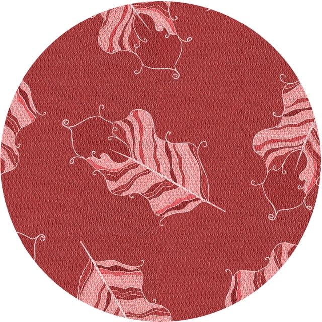 Ahgly Company Tapis d'Intérieur Rond Lavable en Machine Rouge Transitionnel, 4 Pieds Rond