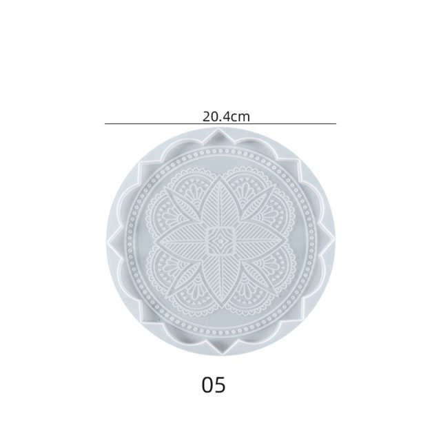 Moule en Silicone Réutilisable Transparent Motif Mandala Plateau de sous-Verre pour Débutants Artistes