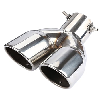 Embout d'Échappement de Voiture à Double Tuyau Argenté en Acier Inoxydable, Couvercle d'Embout d'Échappement pour Mise à Niveau de Véhicule, Embout d'Échappement Décoratif, Installation Facile, Couvercle d'Échappement Durable 21,23 Oz