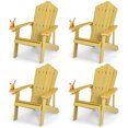 thumbnail image 1 of Patiojoy Chaise Adirondack 4 Pcs Hanches Chaise Adirondack avec Porte-Gobelet Grain de Bois Réaliste Chaise d'Extérieur Résistante aux Intempéries pour Capacité de Poids de 380 Lb Jaune, 1 of 10