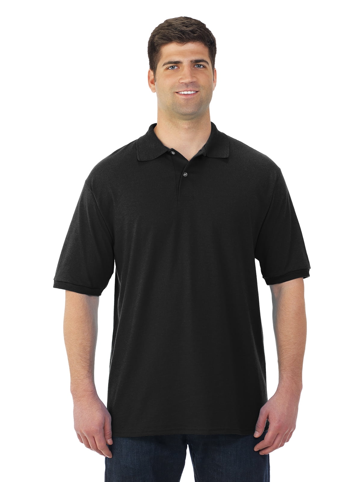 Jerzees Mens SpotShield Short Sleeve Jersey Sport Shirt, 5X, Black