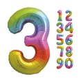 thumbnail image 2 of Rainbow Foil Balloon, Number 3 Shaped, 34", 2 of 2