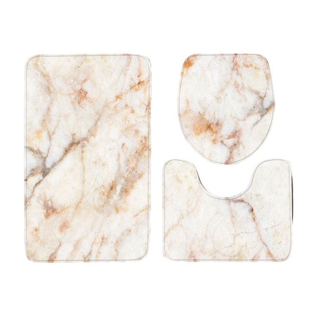 keepw 3pieces Waterproof And Eco-friendly Bathroom Rug Set With Non-Slip Bath Mat Gold Pink Marble Y181009-C003