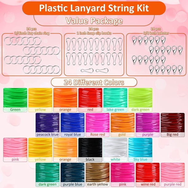 Gimp String Plastic Lacing Cord Kit with 24 Rolls Gimp Bracelet