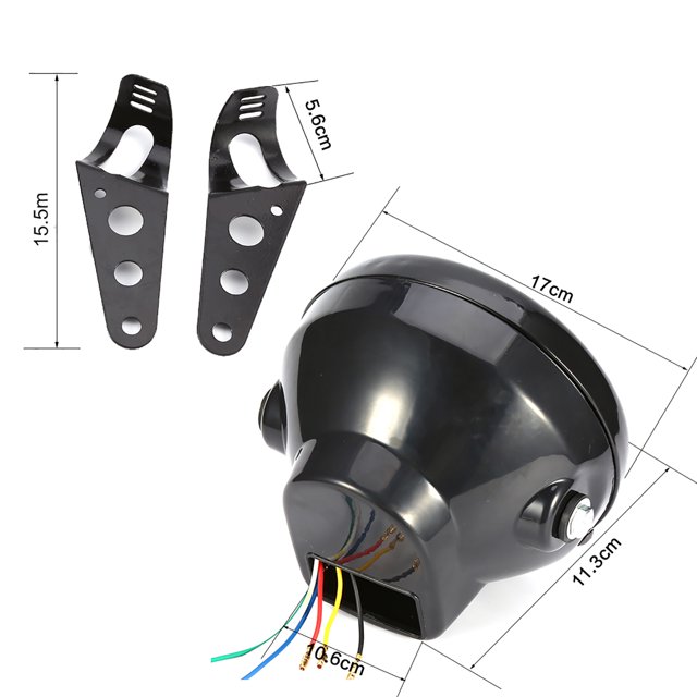 Greensen Round Motorbike Headlight, W/ Black Bracket Motorcycle Headlight, Motorcycle Repair Motorcycle Manufacturing Motorcycle Accessory For Most Motorcycle