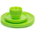 thumbnail image 1 of Ensemble de Vaisselle Rond Incassable pour Micro-Ondes Grandes Assiettes Ensemble de 6 Petites Assiettes Ensemble 6 & 6 Pcs Petit Bol, Fabriqué en Inde (Vert, Ensemble de 18), 1 of 4