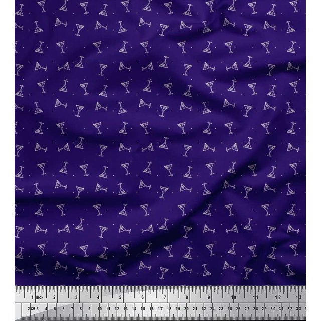 Soimoi Rayon Fabric Dot & Glass Shirting Decor Fabric Printed Yard 42 Inch Wide