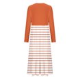 thumbnail image 5 of cfhntfmh Robes Maxi pour Femmes Automne Col Rond Manches Longues Robe Rayée Robe Tendance à Blocs de Couleur Robe de Détente avec Poches, 5 of 5