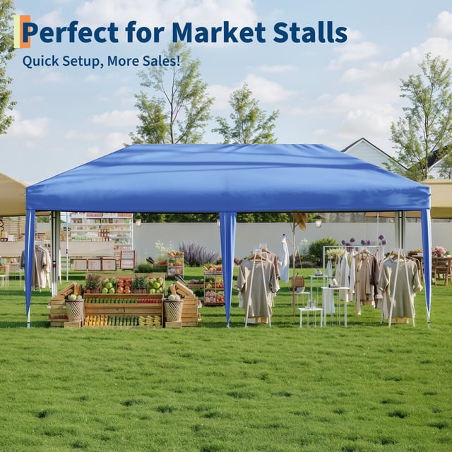 AKDSteel 10x20 Pop Up Canopy, Outdoor Beach Tent With One Push Setup, Upf 50+ Waterproof Sun Shade For Events And Camping