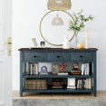 thumbnail image 3 of 50" Solid Wood Console Table Sofa Table with Storage Drawers and Bottom Shelf Entryway Table for Entry Hallway Foyer Sofa Couch Table, Antique Blue, 3 of 8
