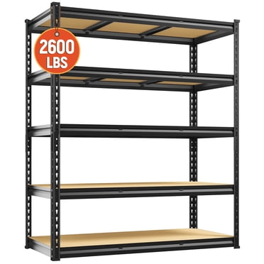 Exenoray 5-Tier Heavy Duty Garage Shelving, 2600 lbs Capacity Adjustable Metal Storage Rack, 48"W x 18"D x 72"H, for Garage & Warehouse