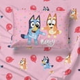 thumbnail image 2 of Bluey 'Balloon Party' Kids 3-Piece Twin Sheet Set, 100% Polyester, Pink, 2 of 7