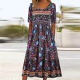 thumbnail image 2 of FAVIPT Robe Maxi à Manches Courtes pour Femmes, Robes à Col Rond, Imprimé Floral, Robes d'Été de Plage Décontractées et Tendance 2025 avec Poches, Violet, TTG, 2 of 4