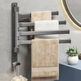thumbnail image 2 of SLYNSHome Swivel Towel Rack,Alloy 4-Arm Towel Bar Space Saving Wall Mounted Towel Holder with Hook Rustproof Swing Out Towel Hanger for Bathroom,Kitchen, 2 of 6